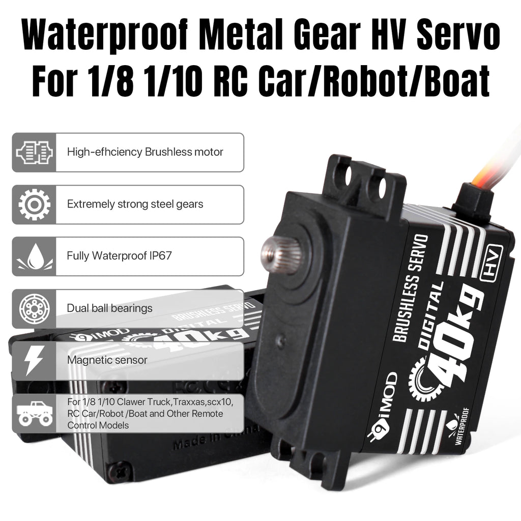 9imod Brushless Servo Waterproof Digital Metal Gear Servo for 1/8 1/10 RC Crawler Car Boat