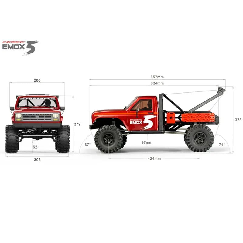 New Crossrc Emo X5 Foc Brushless 1/8 Rc Remote Control Model Cars Off-Road Crawler 4wd Road Rescue Vehicle Children'S Toy Gift
