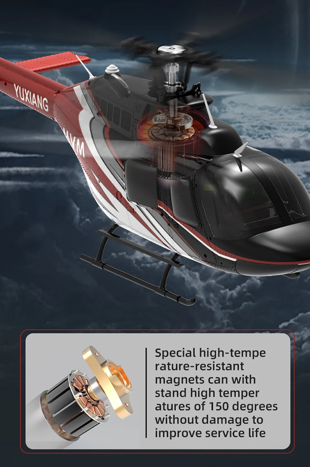 Original YUXIANG 2.4G 6CH Aileronless Bell-206 Helicopter Brushless Motor 6-Axis Gyro 120M Toys