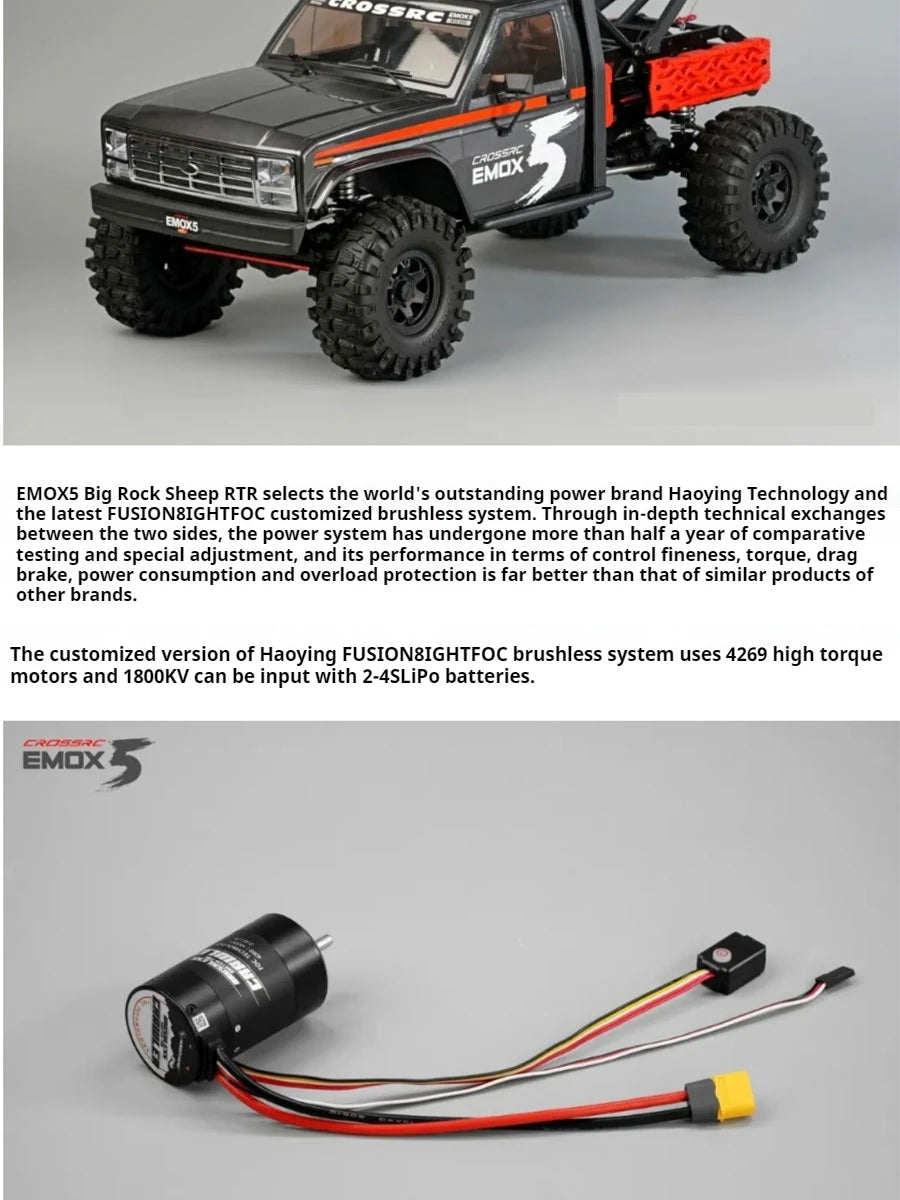 New Crossrc Emo X5 Foc Brushless 1/8 Rc Remote Control Model Cars Off-Road Crawler 4wd Road Rescue Vehicle Children'S Toy Gift