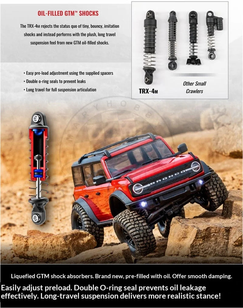 Traxxas TRX4M 1/18 Scale RC Crawler Electric Remote Control Land Rover Defender Bronco Off Road Vehicle Model 97054-1