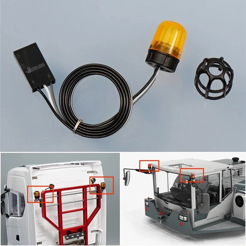Beacon light RC Rotating Light LED Engineering Lamp for 1/14 Excavator Tamiya RC Truck Trailer Tipper Scania 770S Car Diy Parts