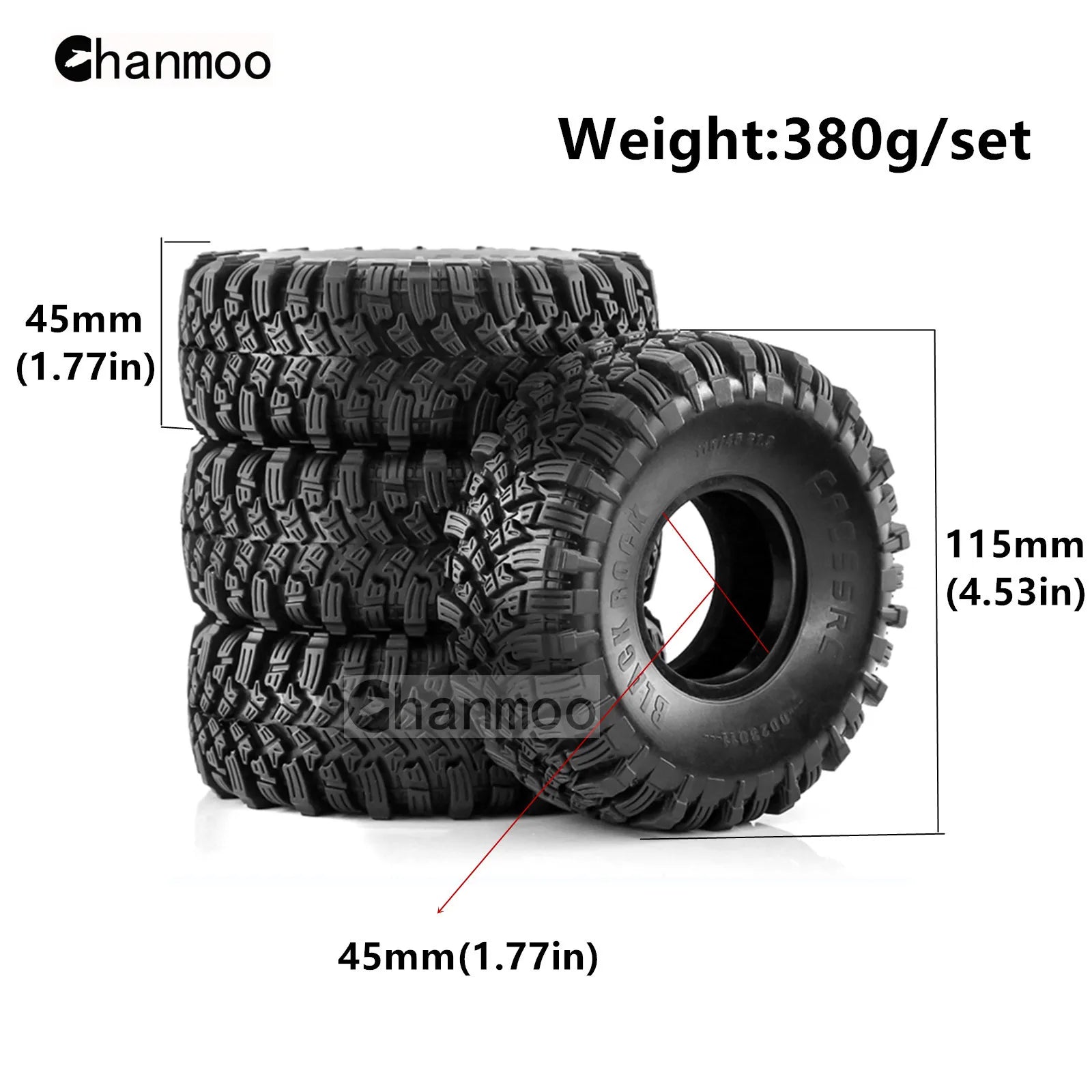 1.9in Crawler Tires Rock Wheels Mud Tyre for 1/10 Scale RC Car Axial Traxxas SCX10 II III TRX4 RC4WD D90 YK4102 Gen8 Redcat