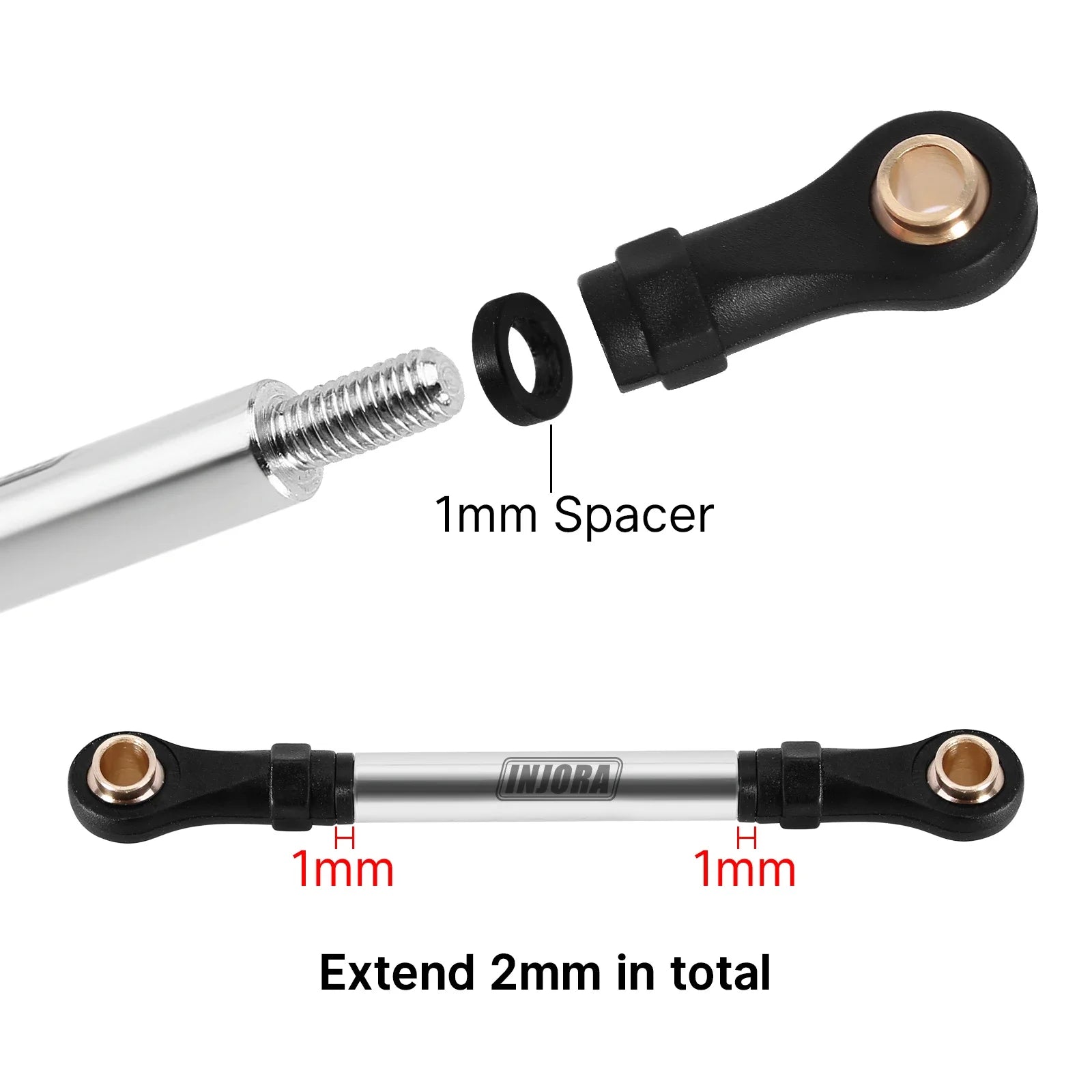 INJORA Stainless Steel High Clearance Chassis Links Steering Link Set for 1/18 RC Crawler TRX4M Defender Bronco (4M-08 4M-57)