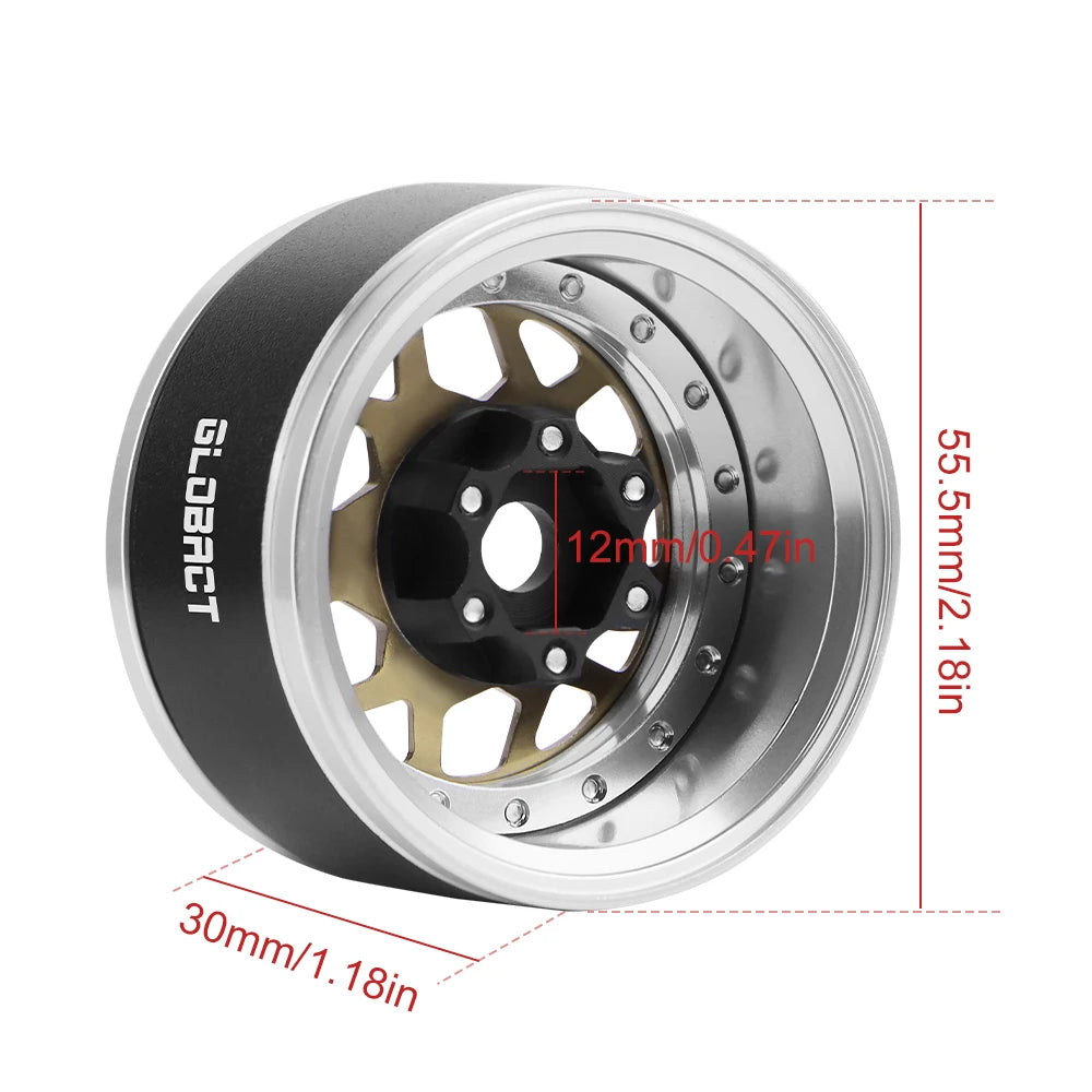 GLOBACT Aluminum 1.9 Beadlock Wheel Rims Adjustable Offsets for TRX4 TRX6 Axial SCX10 Redcat GEN7 GEN8 RC4WD D90 1/10 RC Crawler