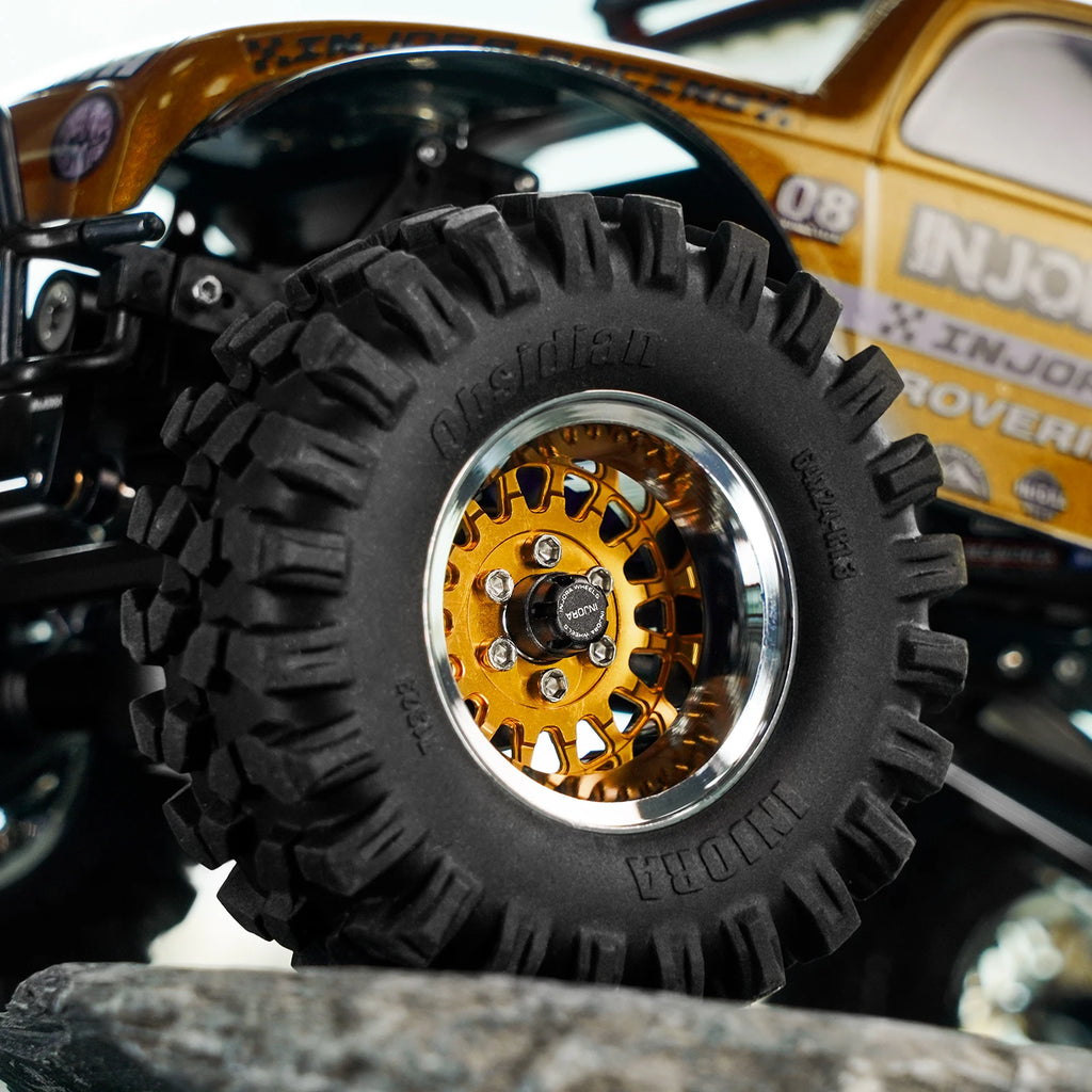 INJORA ModuWheel 1.3" Brass & Aluminum Beadlock Wheels, Negative Offset, for 1/18 1/24 RC Crawlers