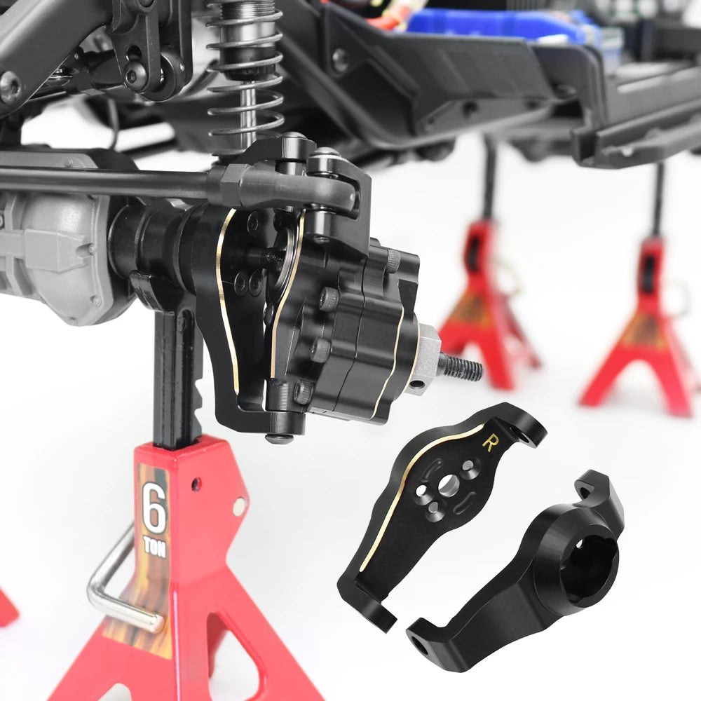 Portal Axle Housing Brass Black Steering Cup steering C Seat tie Rod Holder gear Cover servo Bracket For 1/10 Trx4 Trx6