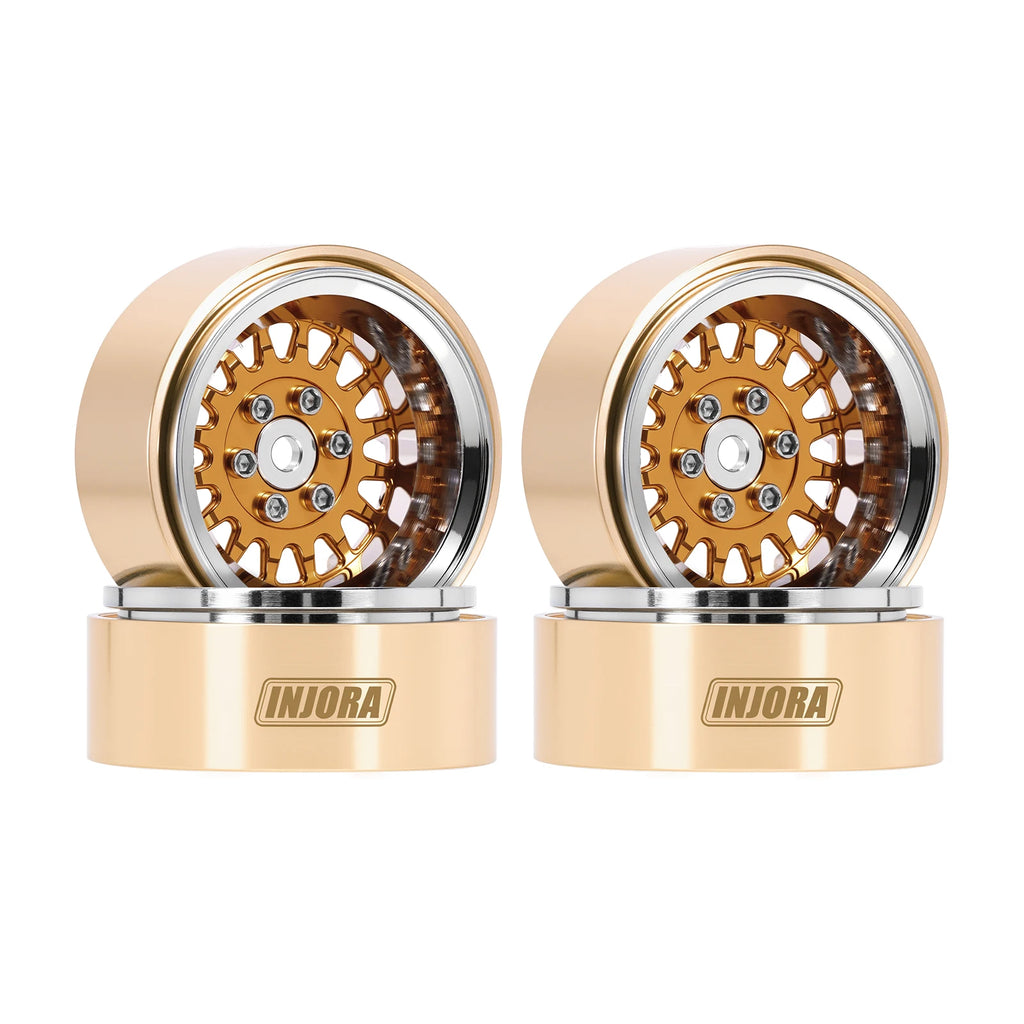 INJORA ModuWheel 1.3" Brass & Aluminum Beadlock Wheels, Negative Offset, for 1/18 1/24 RC Crawlers