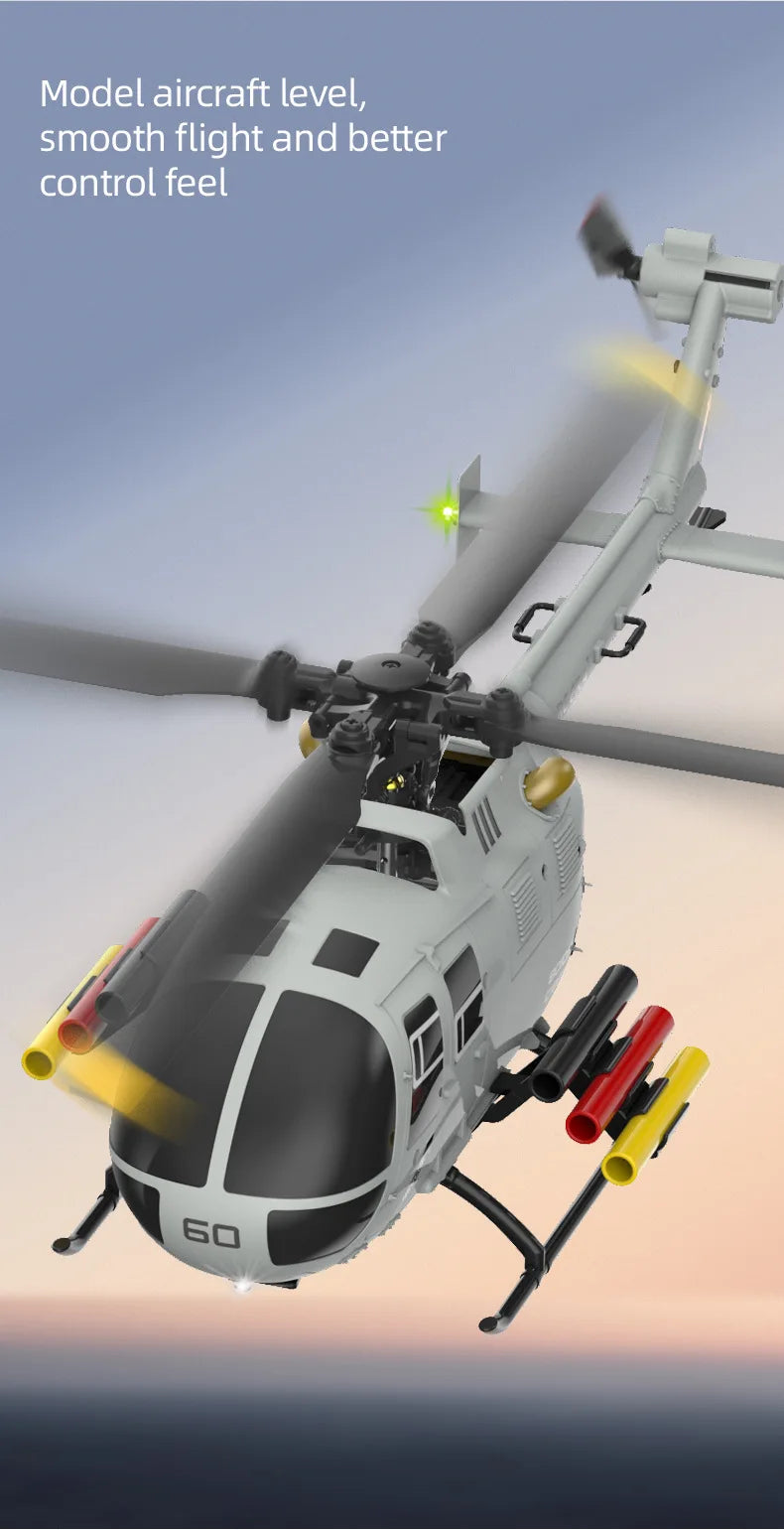 RC ERA C186S Remote Control Helicopter Six-Pass Simulation Brushless Flight Model BO105 Optical Flow Positioning Boy Toy Gift