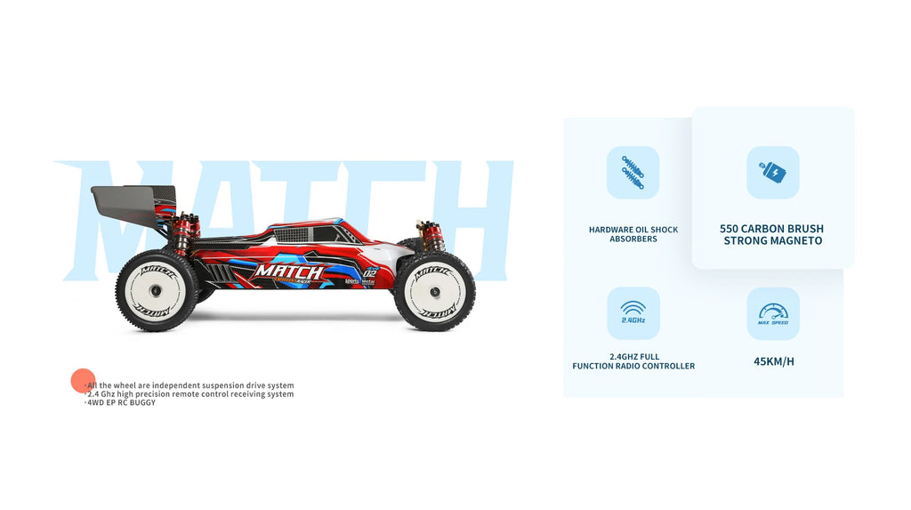 Wltoys 104001 RTR 1/10 4WD RC Car 2.4G Remote Control Racing Car Drift 45km/h High Speed Off-Road Climbing Metal Vehicles Toys