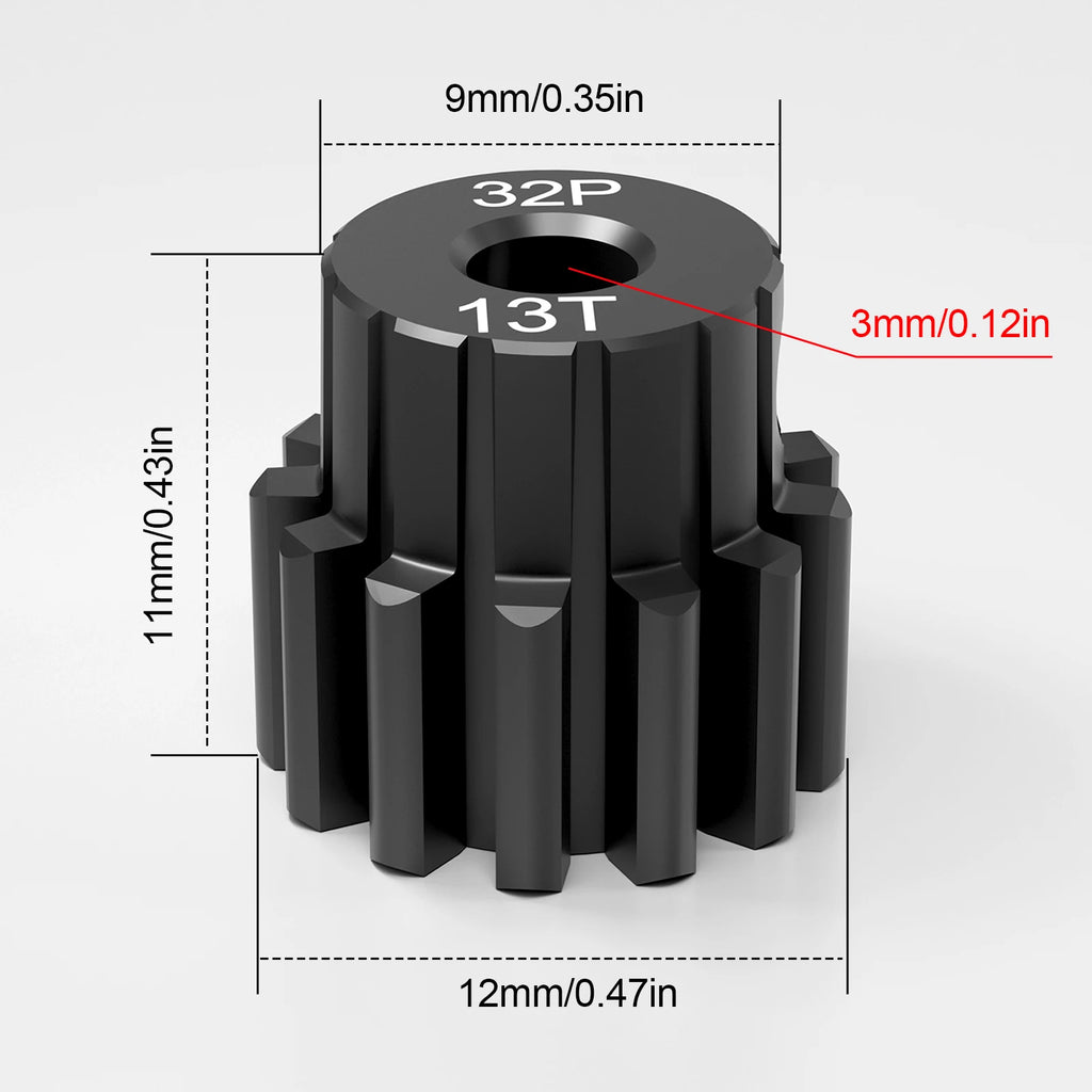 Steel Hardened 48P/32P Pinion Gears 13T 14T 15T 16T 17T 3.175mm Shaft for Traxxas Arrma HSP HPI AXIAL Tamiya Losi 1/10 RC Car