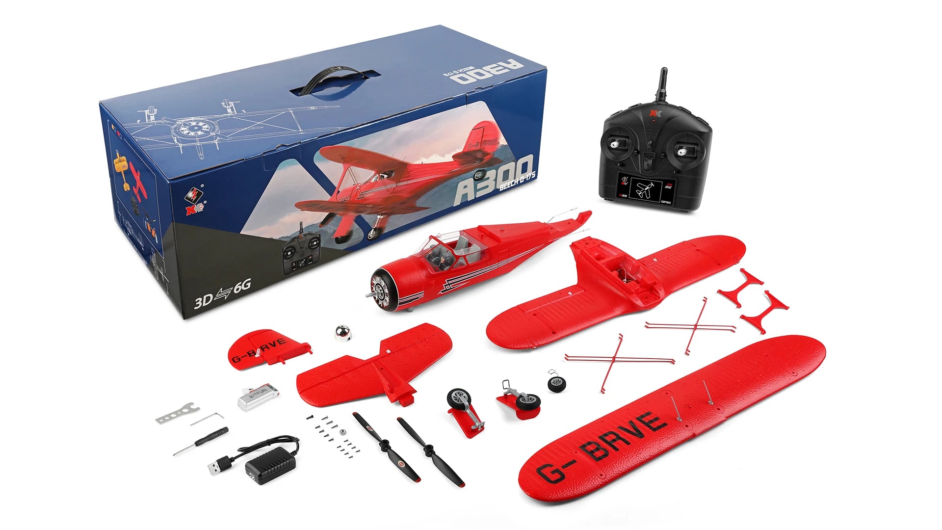 WLtoys XK A300 Beech-D17S RC Plane 4CH Brushless Motor Double Wings Remote Control Airplane 3D6G Aircraft Toys for Kids Adults