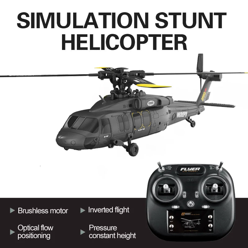 K200 UH-60 Simulation Black-Hawkk 6CH RC Helicopter 2.4G Aerobatic Remote Control  Altitude Hold & Optical Flow Positioning RTF