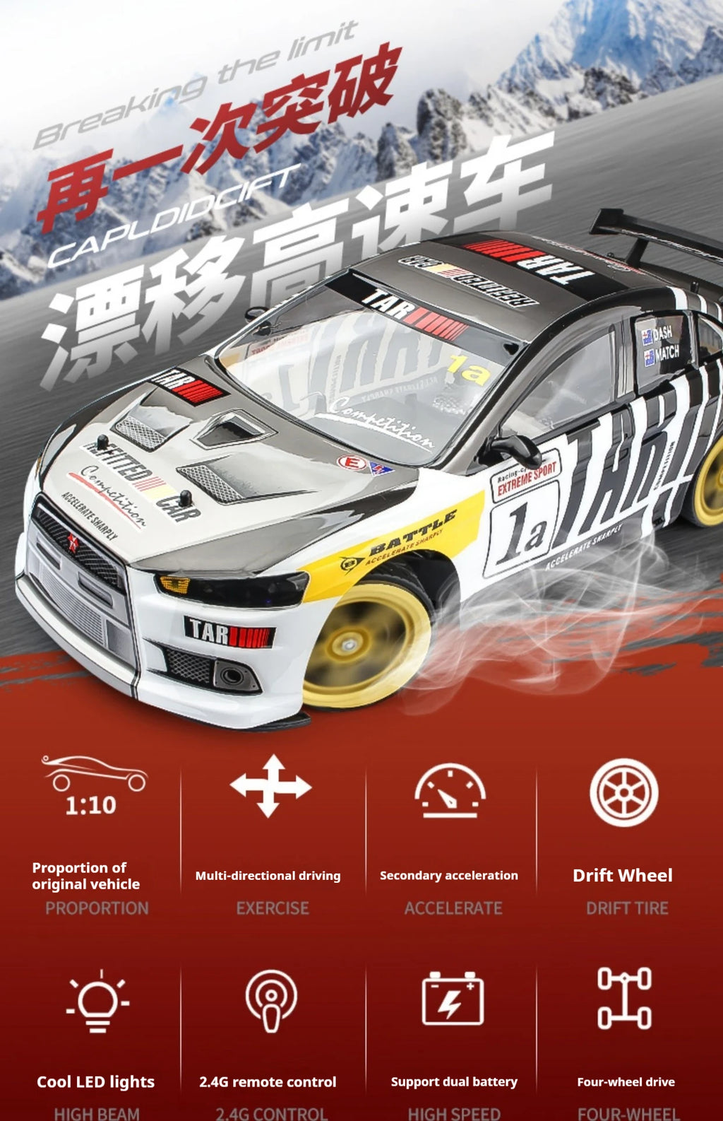 4x4 rc cars:45cm super remote control car,1:10 professional rc drift car,70km/h high-speed 4WD racing car,electric car,kids toys