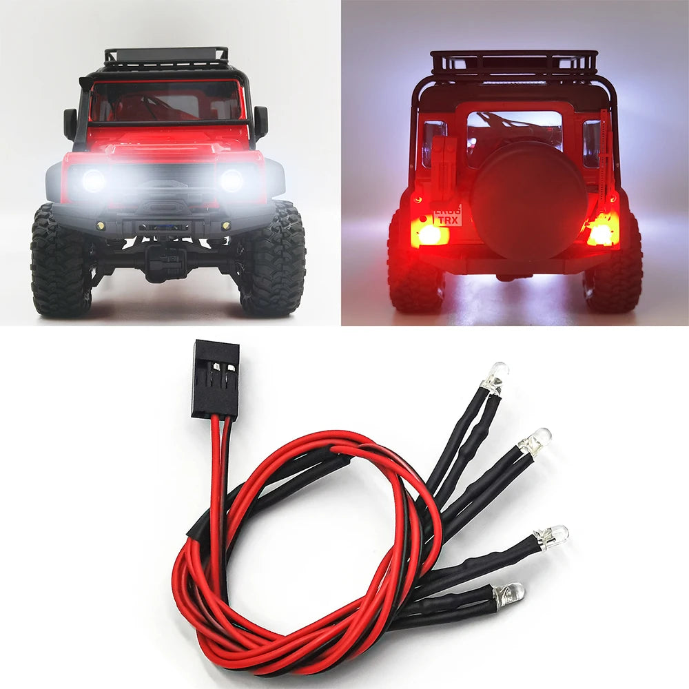 AXSPEED COB Roof Light Headlights Taillights LED Lights Group for TRX4M Defender 1/18 RC Crawler Car Model Parts