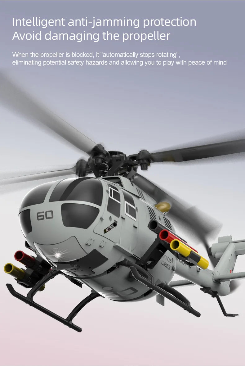 RC ERA C186S Remote Control Helicopter Six-Pass Simulation Brushless Flight Model BO105 Optical Flow Positioning Boy Toy Gift