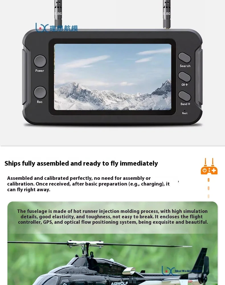 Yuxiang F07s Huey F02s Flying Wolf Armed 1/34 Remote Control Helicopter Gps Positioning Tof Height Control Brushless Motor