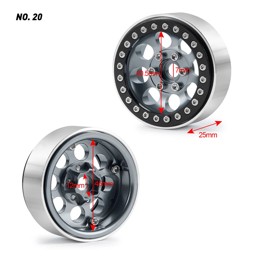 AXSPEED Aluminum Alloy 1.9 inch Beadlock Wheel Rims Hubs 27mm for TRX-4 D90 Axial SCX10 CC01 1/10 RC Crawler Car Truck Parts