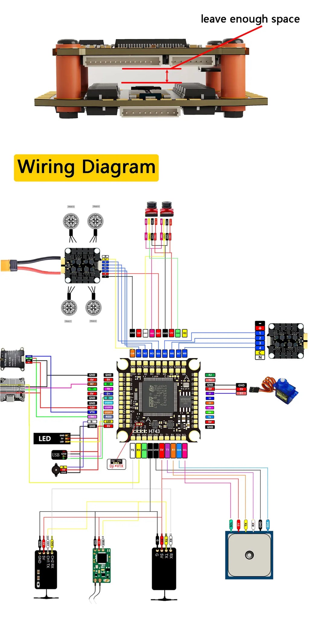 JIJIEFPV H743 Flight Controller H7 FC H743 Stack 8S 55A 60A 70A 4in1 ESC For 5inch DJI RC FPV freestyle Drone DIY Parts