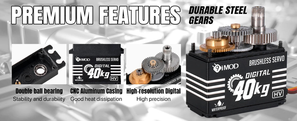 9imod Brushless Servo Waterproof Digital Metal Gear Servo for 1/8 1/10 RC Crawler Car Boat