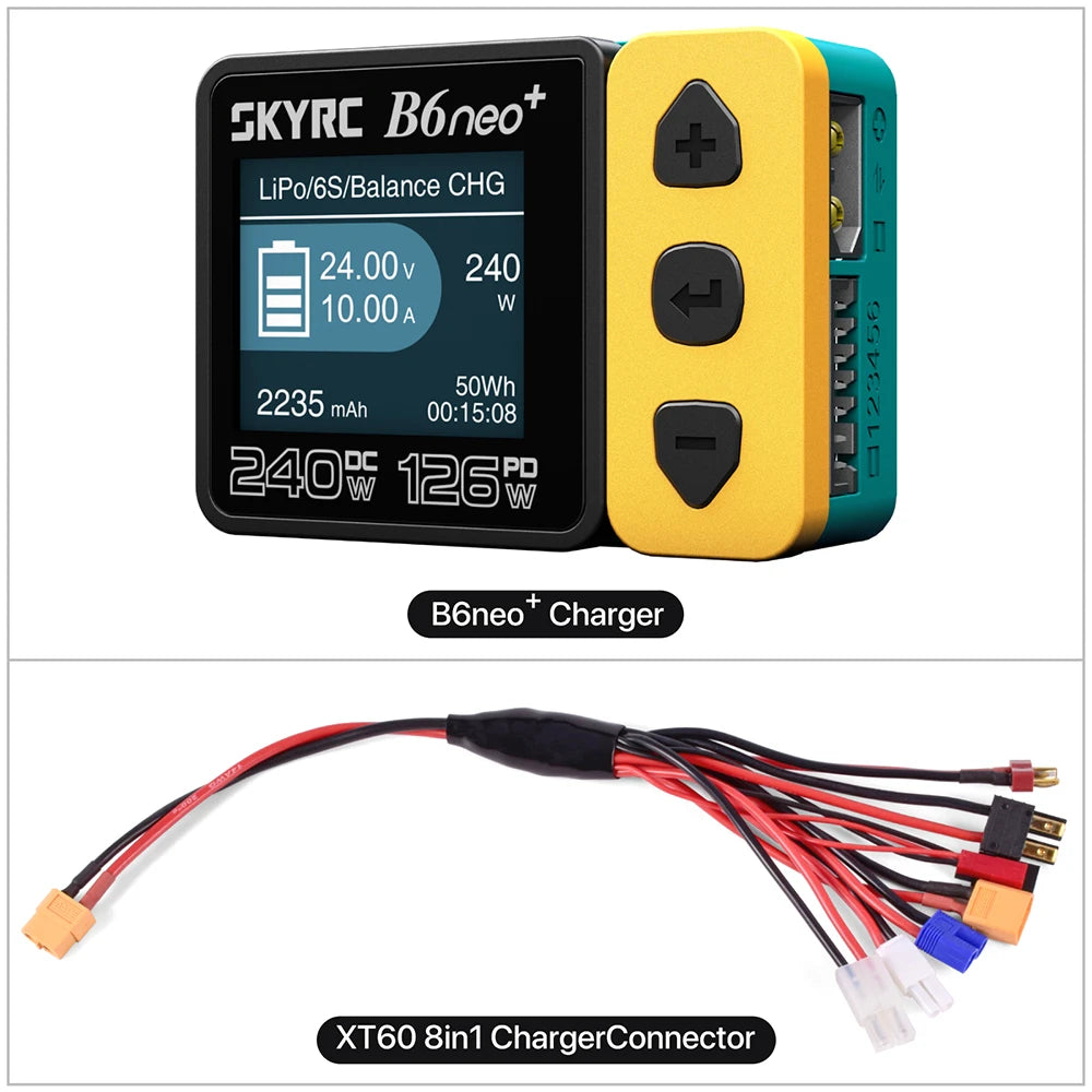 SKYRC B6neo+ Smart Charger High Power DC240W PD126W Multilanguage Balance Charger 600mA XT60/Type-C /PSA100 Power Adapter