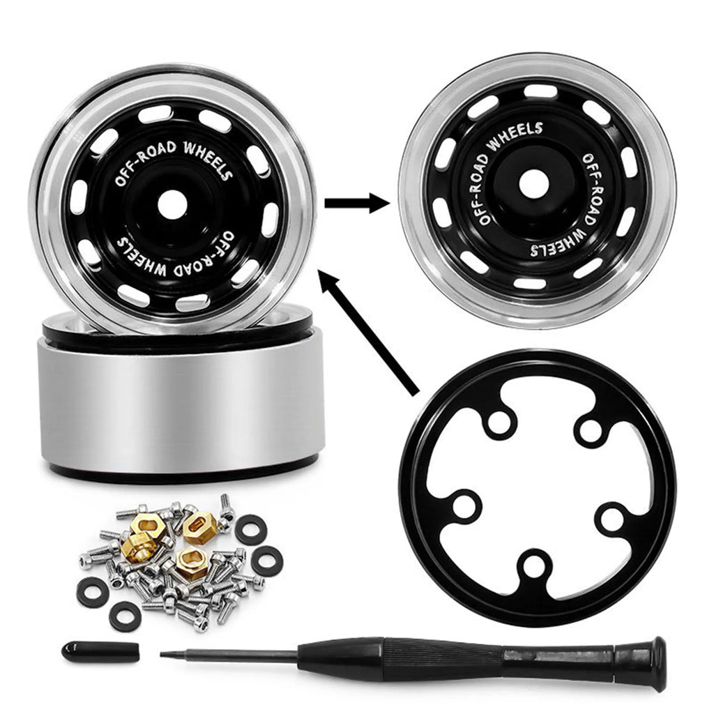0.7 RC Crawler Tires OD 1.57'' 1/30 Soft Rubber All Terrain Tyres Beadlock Wheels Rims for 1:30 1/32 Rock Mud Car Axial SCX30