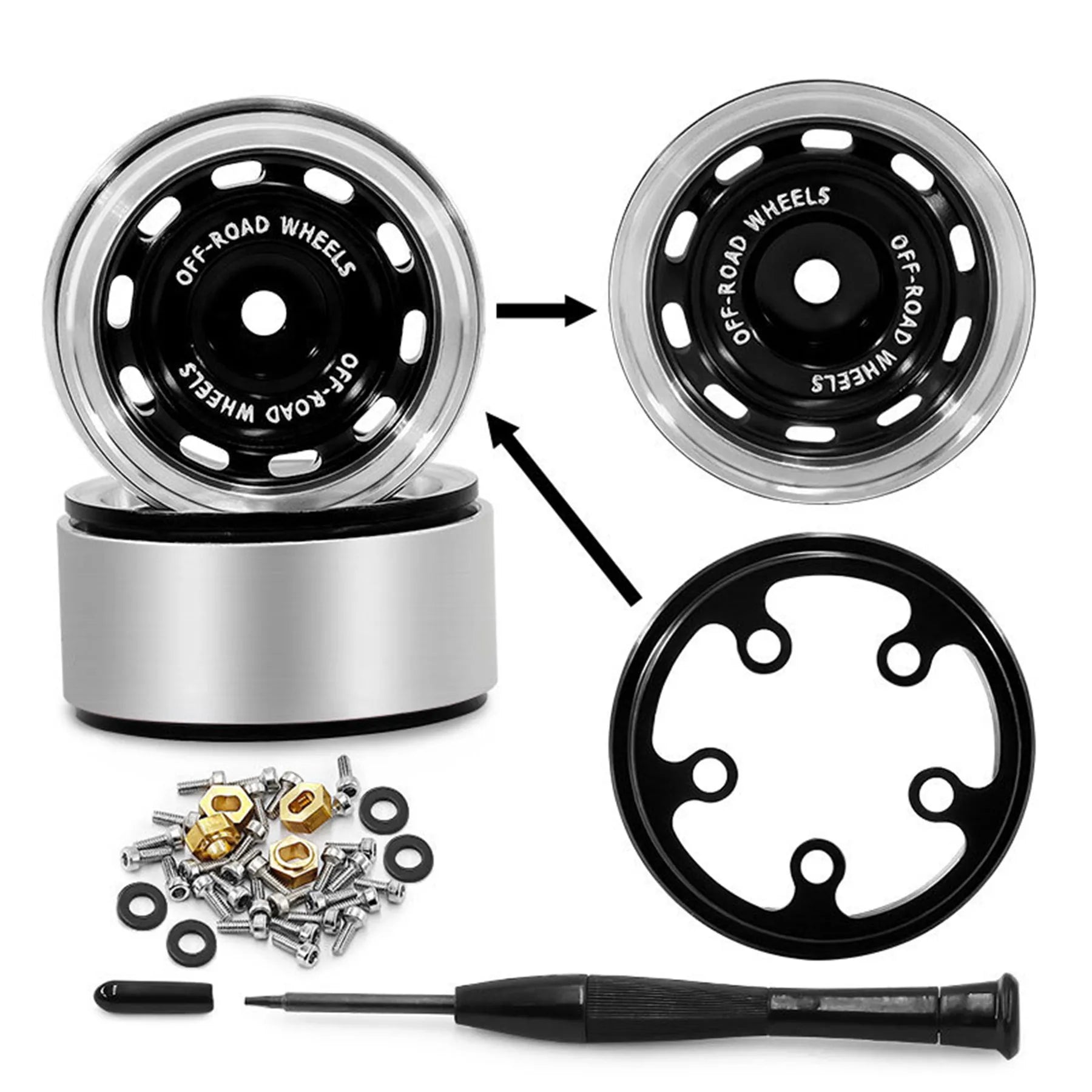0.7 RC Crawler Tires OD 1.57'' 1/30 Soft Rubber All Terrain Tyres Beadlock Wheels Rims for 1:30 1/32 Rock Mud Car Axial SCX30
