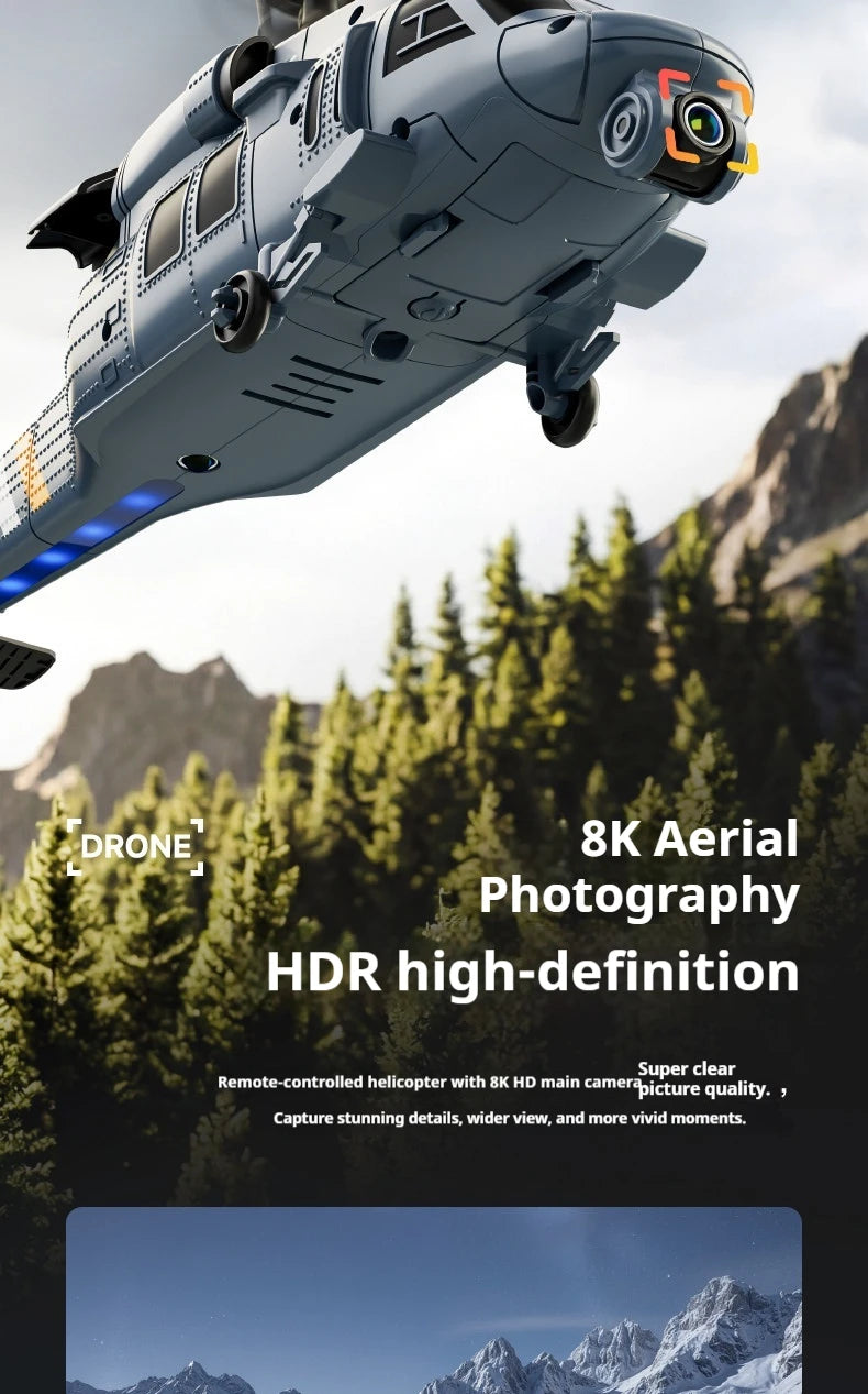 4DRC L2 Apache Military Remote Control Helicopter 6 Axis Gyro Single Rotor 8K Aerial Optical Flow With Screen Remote Boys Gift