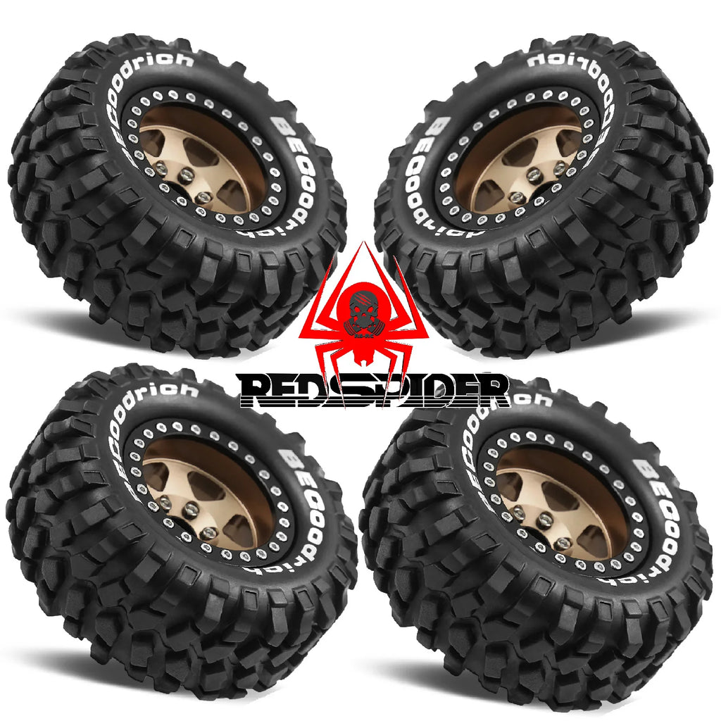4pcs 1.9" Rubber Tires Beadlock Wheels Rims for 1/10 RC Crawler Car Traxxas TRX4 Axial SCX10 90046 90047 MST HSP Redcat Gen8