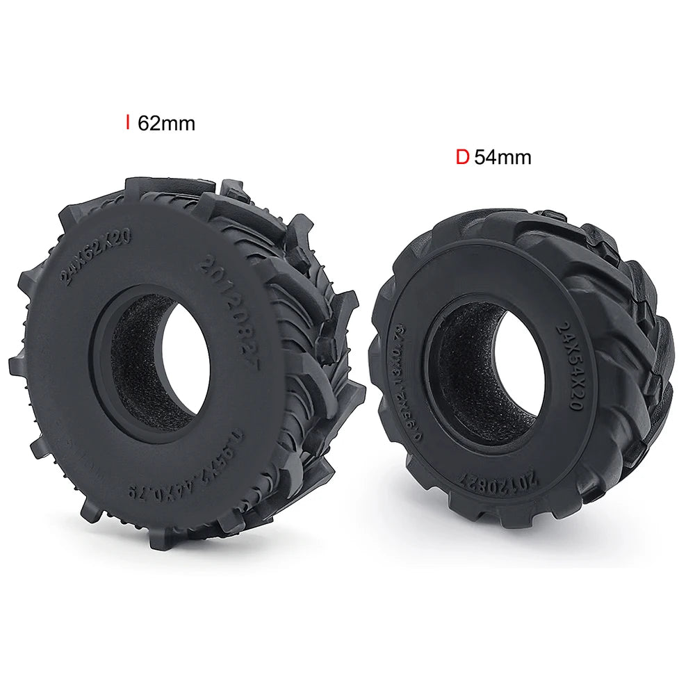 YEAHRUN 4Pcs 1.0inch Soft Rubber Wheel Tires 50/54/58/62/64/65mm for TRX-4M 1/18 Axial SCX24 1/24 RC Crawler Car Upgrade Parts