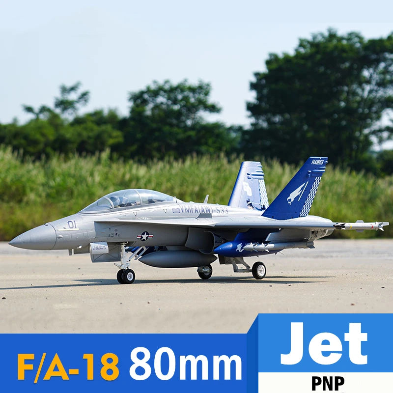 FMSRC RC Airplane 80mm Ducted Fan EDF Jet F18 F-18 Hornet 6CH with Flaps Retracts 6S Hobby Model Plane Aircraft Avion