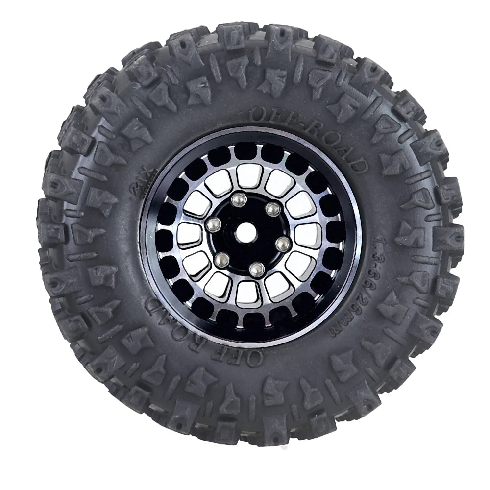Ajrc Aluminum Alloy 1.3 Inch Beadlock Wheel Rim Tire For 1/24 Fms24 Axial Scx24 1/18 Traxxas Trx4m Trx4-m Rc Crawler Car Tire