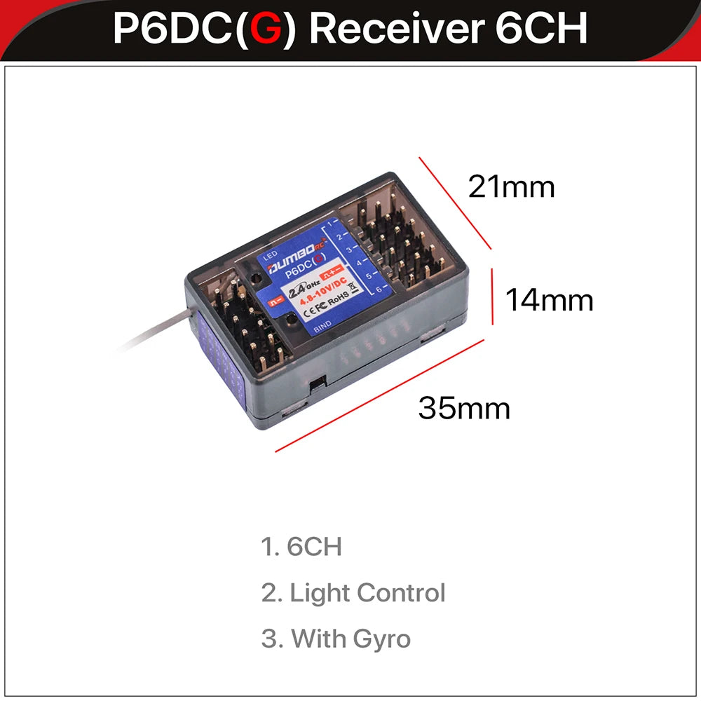DUMBORC 2.4G 10CH Digital Radio Remote Controller DDF-350 Transmitter with Receiver  for RC Car Boat Tank LCD FHSS System