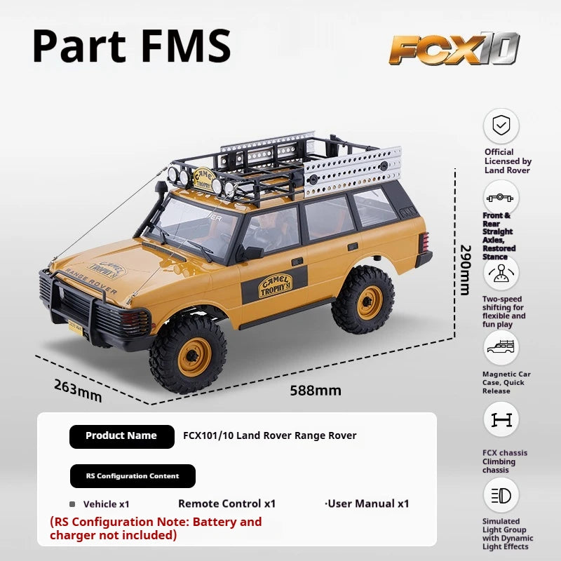 FMS 1/10 FCX10 Camel Cup 4WD RC Car Simulation Electric brushed Two speed Remote Control Climbing Off Road Vehicle Model Gift