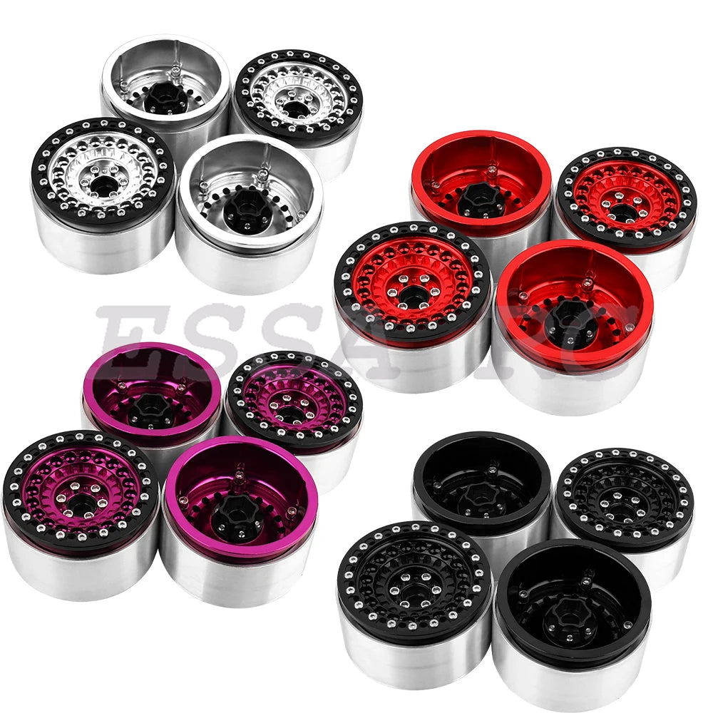 2/4Pcs 2.2 Inch Metal Alloy Beadlock Wheel Hub Rim Rims Aluminum Alloy for TRX4 TRX6 Axial SCX10 III  1/10 RC Crawler