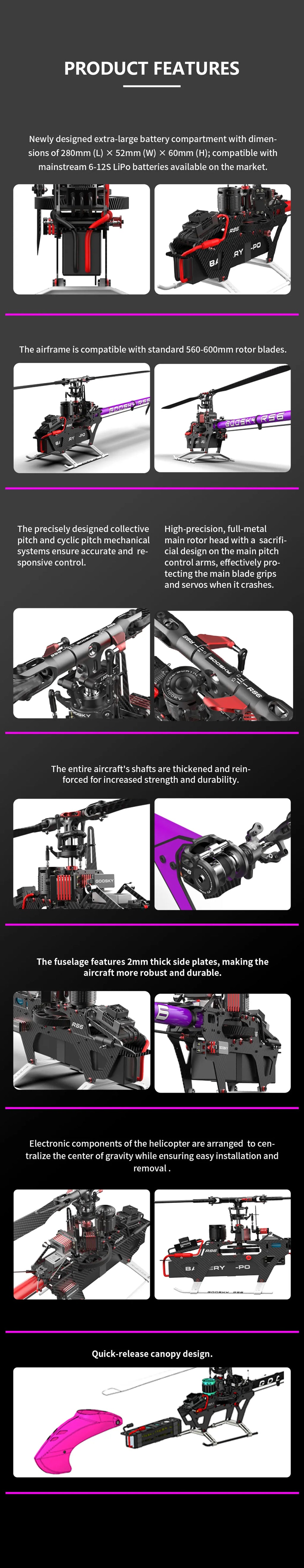GOOSKY RS6-600 Level Model Aircraft Six Channel 3D Remote Control Aerobatic Helicopter Professional Remote Control Model Aircraf
