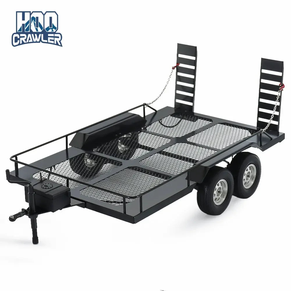 1/10 Dual Axle Metal Truck Trailer for RC Crawler SCX10 II III 90046 TRX4 TRX6 TF2 D90 CC01 RGT 86100 Redcat GEN8 YIKONG 4082
