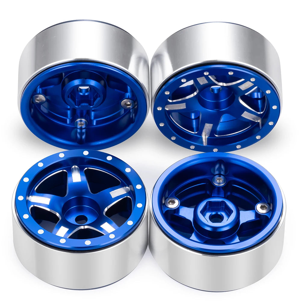 AXSPEED 4PCS CNC Aluminium 1.3inch Beadlock Wheel Rim Wheel Hub for TRX4M Axial SCX24 FMS FCX24 1/18 1/24 RC Crawler Car