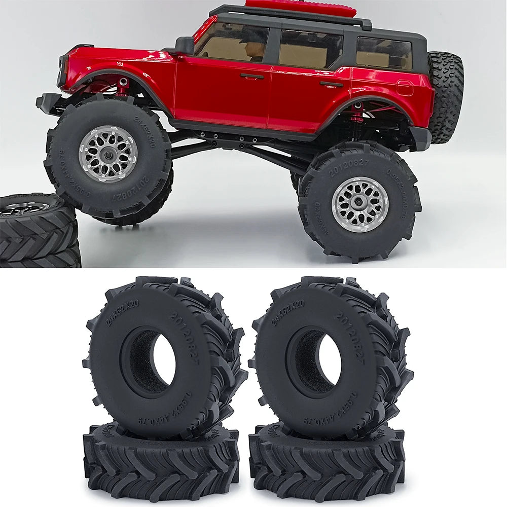 YEAHRUN 4Pcs 1.0inch Soft Rubber Wheel Tires 50/54/58/62/64/65mm for TRX-4M 1/18 Axial SCX24 1/24 RC Crawler Car Upgrade Parts