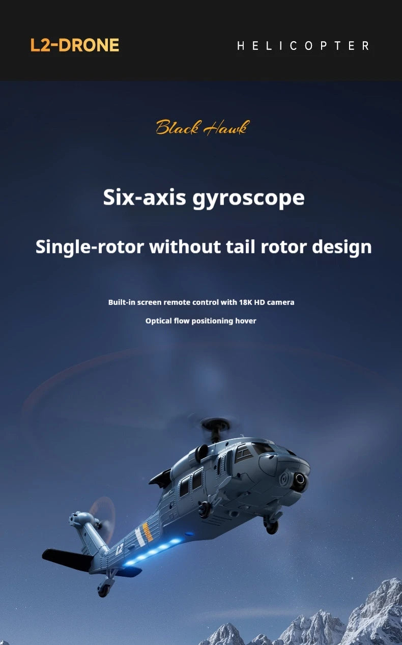 4DRC L2 Apache Military Remote Control Helicopter 6 Axis Gyro Single Rotor 8K Aerial Optical Flow With Screen Remote Boys Gift