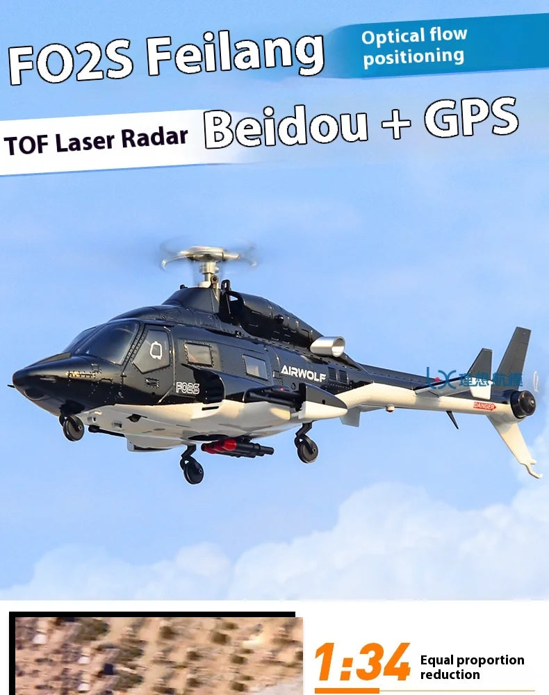 Yuxiang F07s Huey F02s Flying Wolf Armed 1/34 Remote Control Helicopter Gps Positioning Tof Height Control Brushless Motor