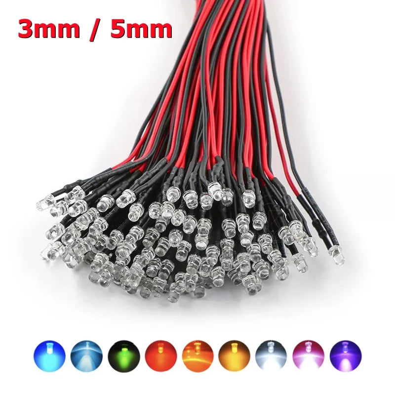 10Pcs 3mm 5mm LED Light 3V-12V Red Green Blue White Multicolor Pilot lamp For RC Crawler Car Traxxas TRX4 Axial Toy Parts