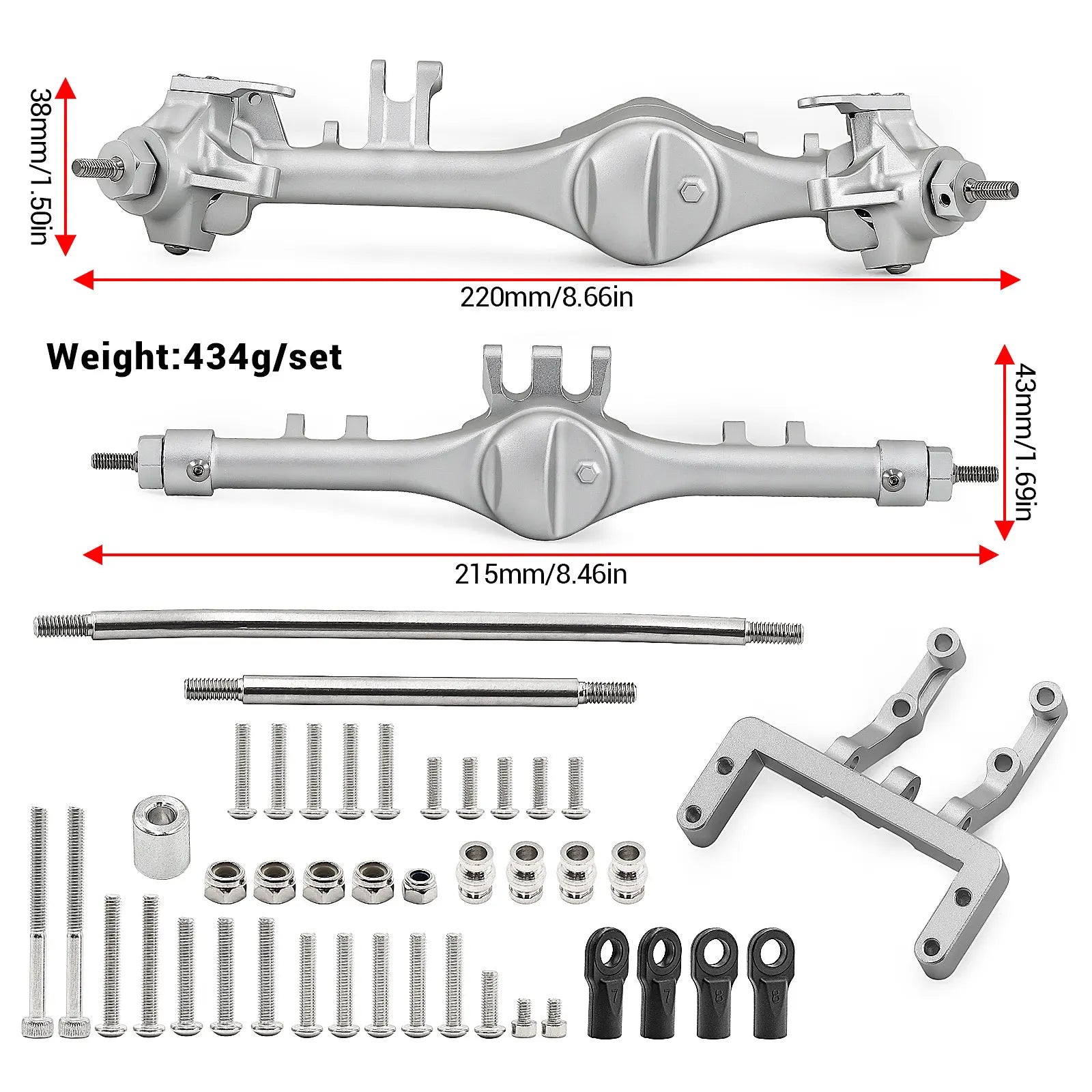 F10T CNC Aluminum Axle Set for Axial SCX10 II SCX10 III VS4-10  10.2 Complete Upgrade Axles Assembly for RC Crawler Truck Parts