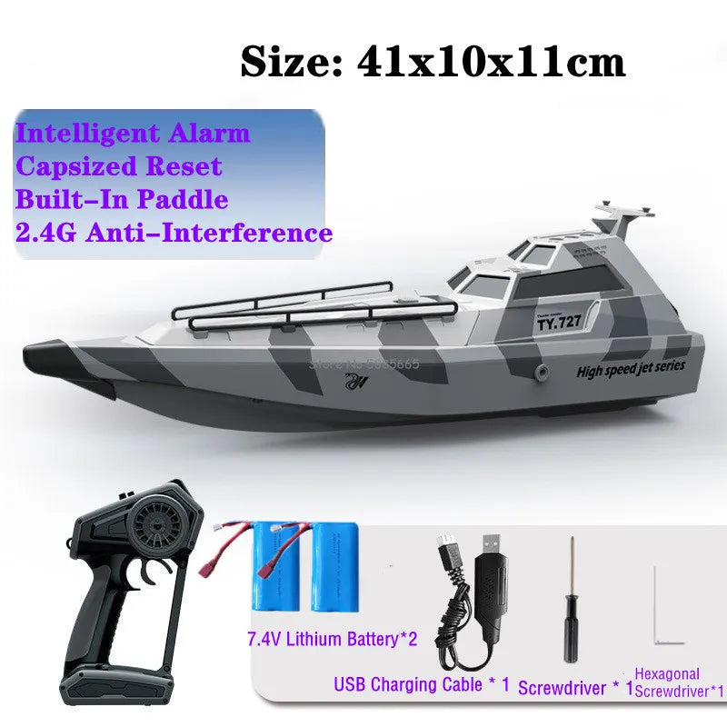 Summer 40KM/H High-Speed RC SpeedBoat Boat Model 200M Waterproof Capsized Reset Low Battery Alarm Electric Remote Control Boat